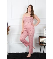 Akbeniz Kadın Büyük Beden Somon İp Askılı Pijama Takım 202196