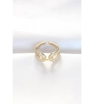 Zirkon Taşlı Gold Renk Ayarlanabilir Yüzük (Altın)