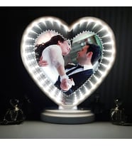 Kişiye Özel Fotoğraflı 3D Led Işıklı Kalp Model Sihirli Ayna