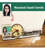 Karikatür Kadın Öğretmen Model Masaüstü Saatli İsimlik MSİ14