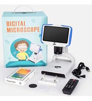 Dijital Masaüstü Mikroskop Kumandalı 2 MP 5 İnç LCD Ekran 8 LED Işık Biyolojik Mikroskop Hassas Görüntü