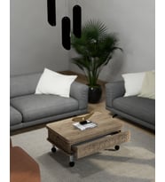 Lisa tekerli çekmeceli sihirli sehpa akıllı masa yemek masası çekmeceli tekerli (Alaska)