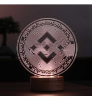 BNB Binance Figürlü Dekoratif Hediye Led Masa Lambası 7 Işık Rengi Ahşap Taban (Sarı)