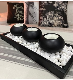 3'lü Beton Tabaklı Mumluk Set,dekoratif Mumluk,hediyelik Eşya,taşlar Ve Mumlar Dahildir.