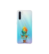Oppo Reno 3 ile uyumlu Splash ahtapot tasarımlı şeffaf silikon kılıf