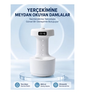 Mey İthalat® Dekoratif Hava Nemlendirici 800 ml Sessiz Aroma Difüzör Anti Yerçekimi Su Efektli