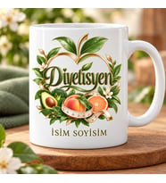 Diyetisyen Kupa Bardak Meyve Yaprak ve Mezura Tasarımı