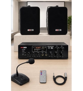 Lastvoice Black Large Paket-1 Hoparlör ve Anfi Anons Ses Sistemi Seti