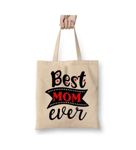 Best Mom Ever Gifts Anneler Günü Beyaz Bez Çanta Uzun Saplı Alışveriş Çantası Plaj Çantası