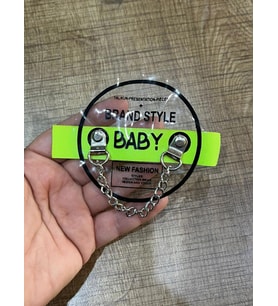 10X7 CM ZİNCİRLİ ŞEFFAF BABY YAZILI YAMA ARMA DİKİŞ AKSESUARI