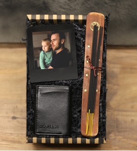 Kişiye Özel İnstagram Çerçeve & Mekanizmalı Erkek Cüzdan & Tütsü Hediye Seti