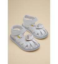 Şirinbebe Ortopedik Kız Bebek Sandalet Beyaz Yelpaze Detaylı Önü Kapalı