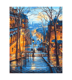 Merdivenler ve Sokak Çerçeveli 40x50 Sayılarla Boyama Hobi Seti