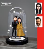 KİŞİYE ÖZEL SEVGİLİ ÇİFT EVLİ TASARIMLI IŞIKLI KARİKATÜR FANUS BİBLO FN112