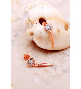 Tek Taş Çivi Rose Gümüş Küpe 5307