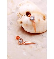 Tek Taş Çivi Rose Gümüş Küpe 5307