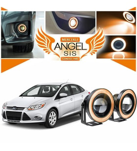 Ford Focus 3 Uyumlu, Universal Mercekli Led Angel Sis Farı, 76mm Turuncu Renk