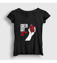 Presmono Kadın Siyah American Idiot Green Day T-Shirt 55182tt