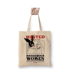 Dangerous Women Beyaz Bez Çanta Uzun Saplı Alışveriş Çantası Plaj Çantası