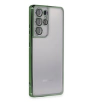 Northcity Samsung Galaxy S21 Ultra Uyumlu Kılıf Lensli Silikon - Yeşil