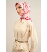 Armine Sura İpek Eşarp 9316-50 Pembe Karışık Desen