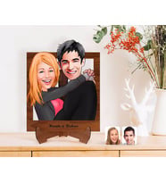 BK Gift Kişiye Özel Sevgililer Karikatürlü Ahşap Standlı 3D Biblo-88 (Beyaz)