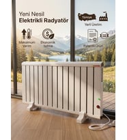 Hizmetterm Elektrikli Aluminyum Radyatör 1200W Çift Rezistanslı (600+600) 60c Otomatik Termostatlı (Ayaklı)