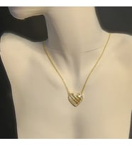 925 Ayar Gümüş, Gold Kalp Zirkon Kolye