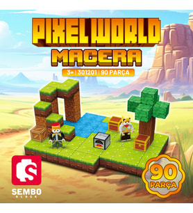 Sembo Block PixelWorld Macera Manyetik mıknatıslı küpler Yapı Bloğu Seti – 90 Parça (Yeşil)