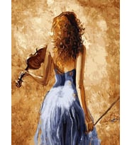 Keman Çalan Kız 2 Sayılarla Boyama Seti  40x 50 cm (Tuvale Gerili)