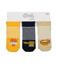 Civil Baby Animal 3'lü 6- Bebek Erkek Çorap Set - Standart 6 Ay