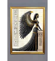 Antik Mısır Desenli Dijital Baskılı Kadife Kumaş Çerçeveli Tablo TBL0046 (Çok Renkli)