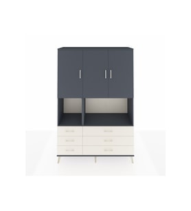 Hyperion Dolap 6 Raflı 6 Çekmeceli 3 Kapaklı 132x44x195 Antrasit-Antrasit/Aytaşı