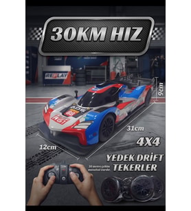 Fırtına Yarışçı Öfkeli 1/16 Ölçek Şarjlı Kumandalı Drift Yarış Arabası (4x4, 30km/s Hız, LED Işıklı)