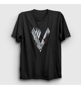Presmono Unisex Siyah Logo Vikings T-Shirt 221740tt