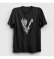 Presmono Unisex Siyah Logo Vikings T-Shirt 221740tt