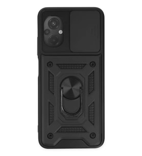 Poco M5 Kılıf Pars Lens Yüzüklü Silikon - Siyah