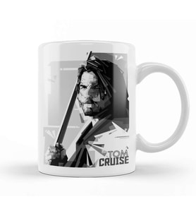 Tom Cruise Black and White Kupa Bardak Porselen