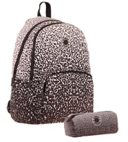 Kaukko Nokta Desenli Siyah Kız Çocuk Okul Çantası ve Kalemlik Seti (KK - K1804+KK - K2715)