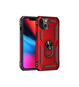 Durukar® iPhone 14 Plus Kılıf Sofya Yüzüklü Silikon Kapak - Kırmızı