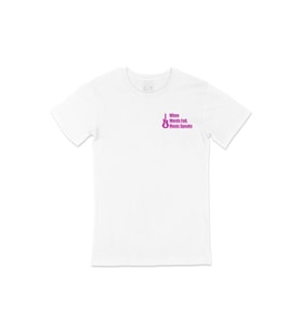 Pembe Words Fail Music Speaks Cep Logo Tasarımlı Beyaz Tişört