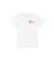 Pembe Words Fail Music Speaks Cep Logo Tasarımlı Beyaz Tişört