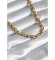 316L Çelik Gold Renk Lazer Kesim Arpa Zincir Model Kadın Kolye 5886