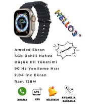 Hello Watch 3+ Plus 4gb Hafızalı Amoled Ekranlı 3 Kordonlu Aksesuar Bağlantılı Yeni Nesil Akıllı Saat Kordon Hediyeli (Siyah-Gri)