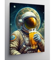 Kanvas Tablo Bira İçen Astronot