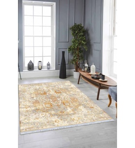 Turuncu Vintage Dokuma Pamuk Taban Kaymaz Kilim KLM205