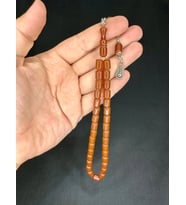ÇUBUK KEHRİBAR TESBİH KAHVERENGİ KAPSÜL KESİM 10MMX7MM T-530 (Çok Renkli)