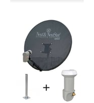 Next 80 Cm Delikli 0,6 Mm. Gri Renk Ofset Çanak Anten + Lnb + Montaj Borusu
