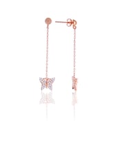Kelebek Model Zirkon Taşlı Rose Kaplama Gümüş Kadın Küpe 201025010