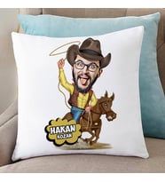 Kişiye Özel Atlı Kovboy Karikatürlü Yastık